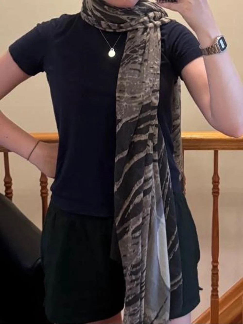 Steve Madden gray & black abstract patterned scarf